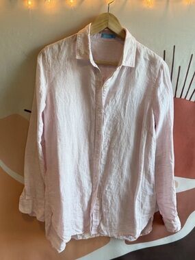 J. McLaughlin Shirt Women’s Size Small Pink 100% Linen Long Sleeve Button Up